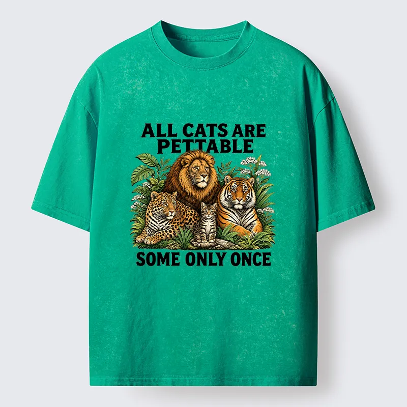 Tokyo-Tiger Funny Wild Cat Family Scene Washed T-Shirt