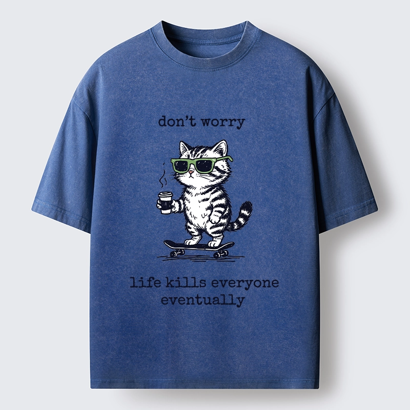 Tokyo-Tiger Chill Cat Meme Washed T-Shirt