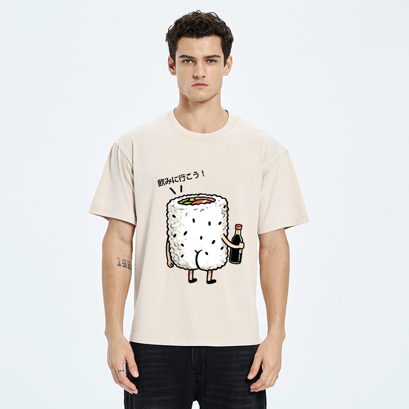 Tokyo-Tiger Sushi Roll Character Going Out Washed T-Shirt