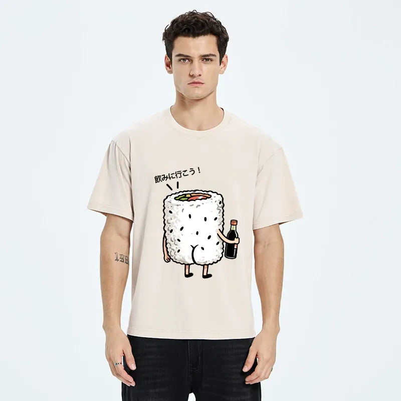 Tokyo-Tiger Sushi Roll Character Going Out Washed T-Shirt
