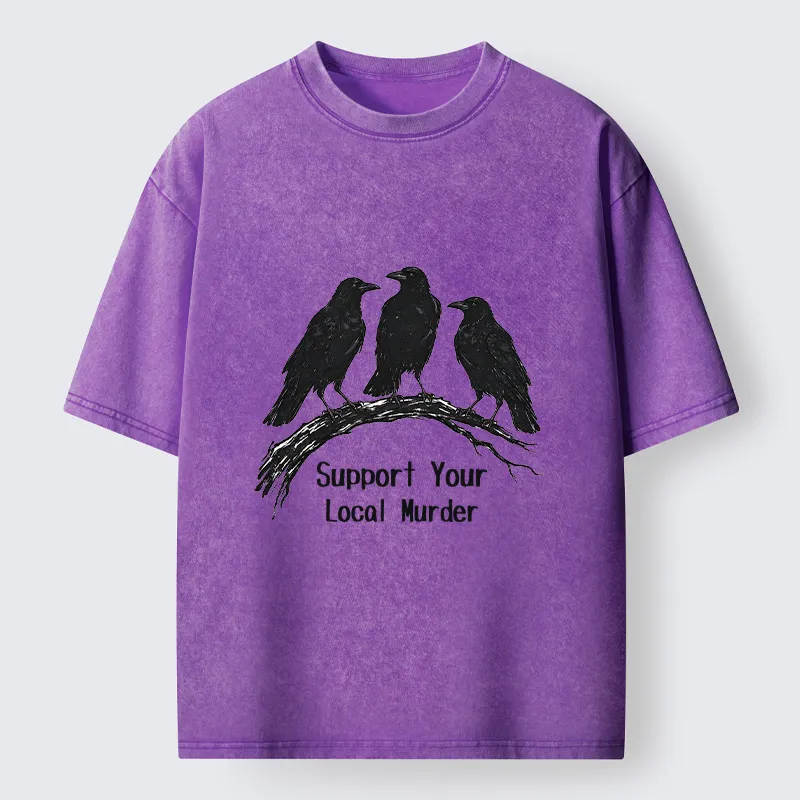 Tokyo-Tiger Crow Group Funny Meme Washed T-Shirt