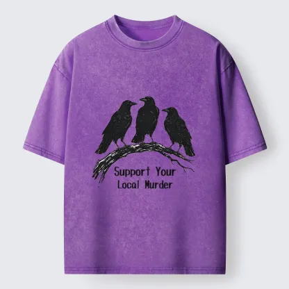 Tokyo-Tiger Crow Group Funny Meme Washed T-Shirt