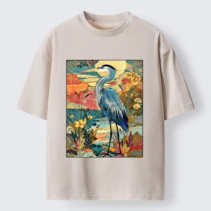 Tokyo‑Tiger Heron Wild Bloom Washed T‑Shirt