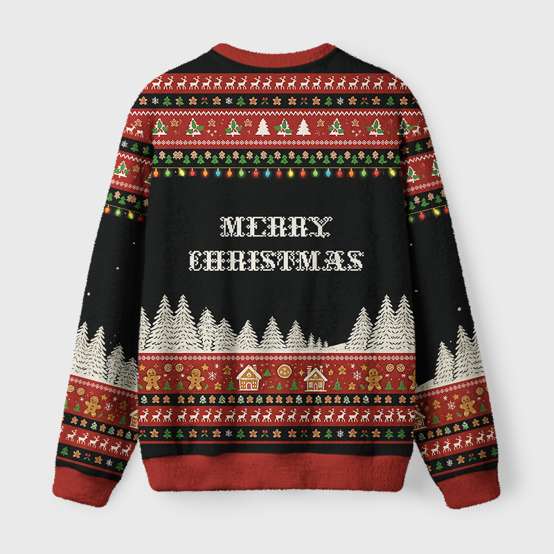 Tokyo-Tiger Gingerbread Ninjas In Battle Fuzzy Christmas Ugly Sweatshirt