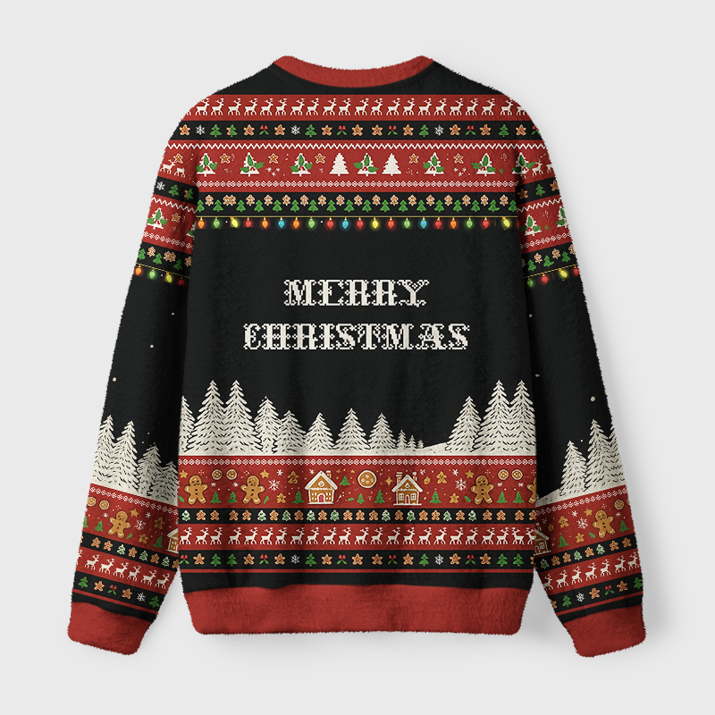 Tokyo-Tiger Gingerbread Ninjas In Battle Fuzzy Christmas Ugly Sweatshirt