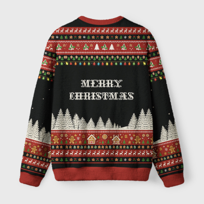 Tokyo-Tiger Gingerbread Ninjas In Battle Fuzzy Christmas Ugly Sweatshirt