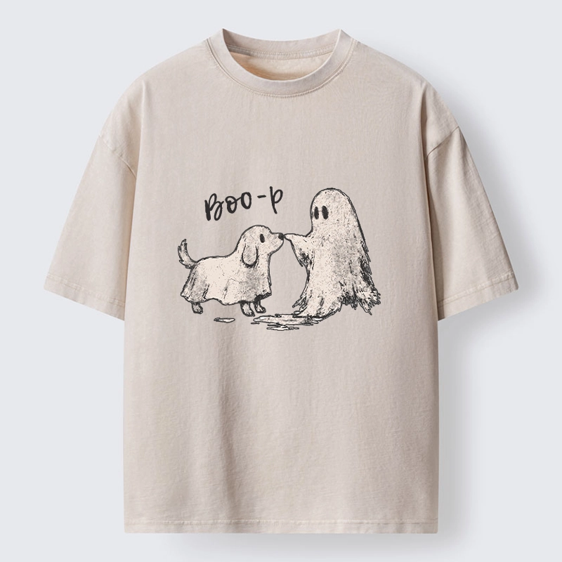 Tokyo-Tiger Funny Ghost Puppy Boo Washed T-Shirt