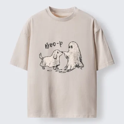Tokyo-Tiger Funny Ghost Puppy Boo Washed T-Shirt