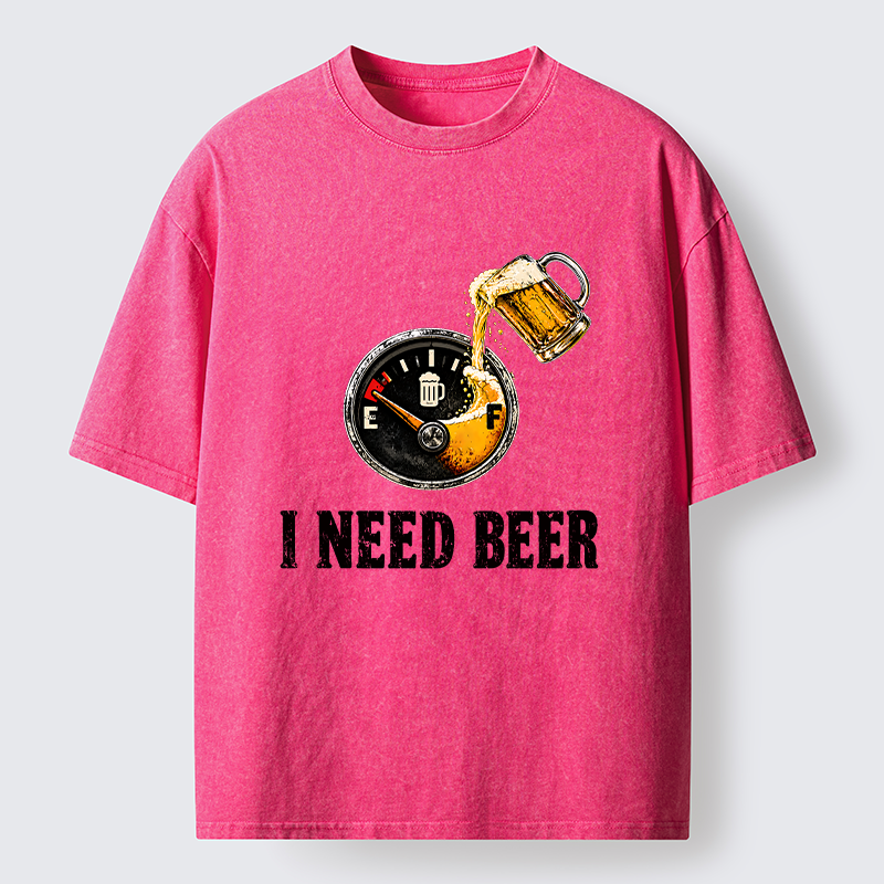 Tokyo-Tiger Low Fuel Beer Lover Meme Washed T-Shirt