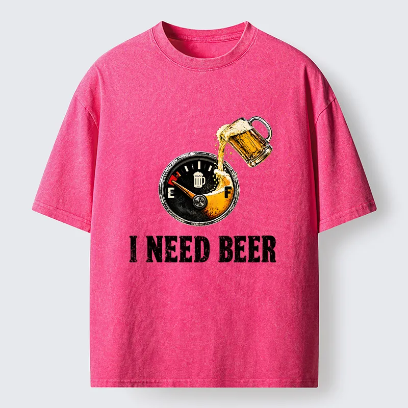 Tokyo-Tiger Low Fuel Beer Lover Meme Washed T-Shirt