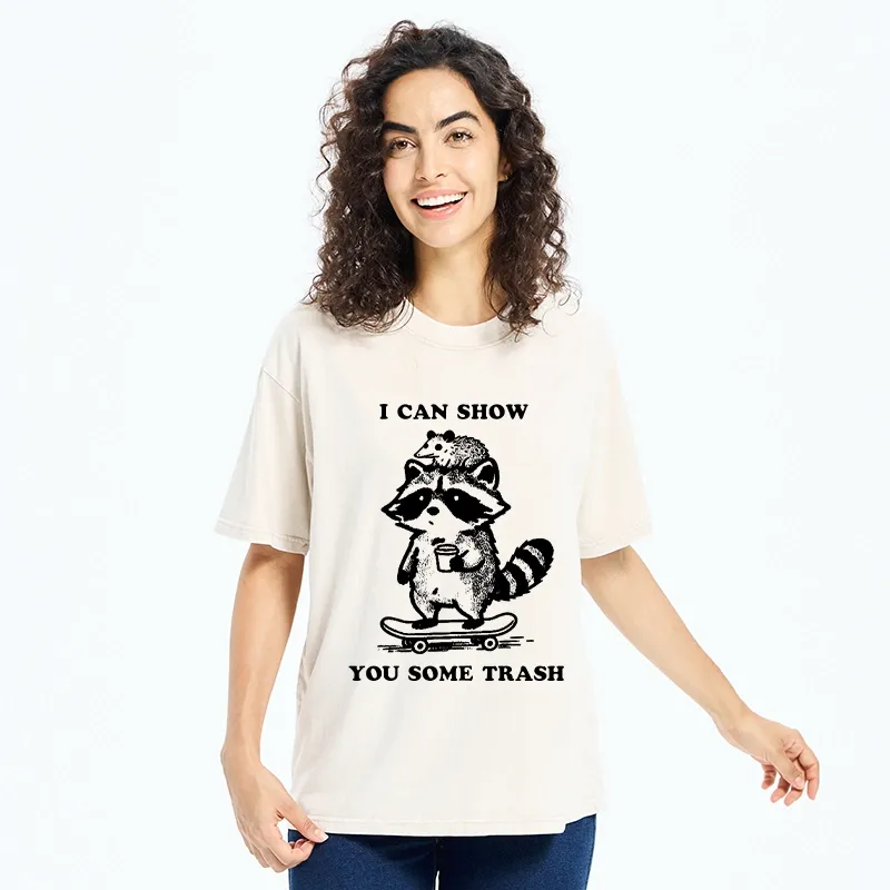 Tokyo‑Tiger Funny Trash Crew Washed T‑Shirt