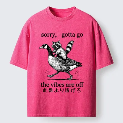 Tokyo‑Tiger Raccoon Goose Escape Washed T-Shirt