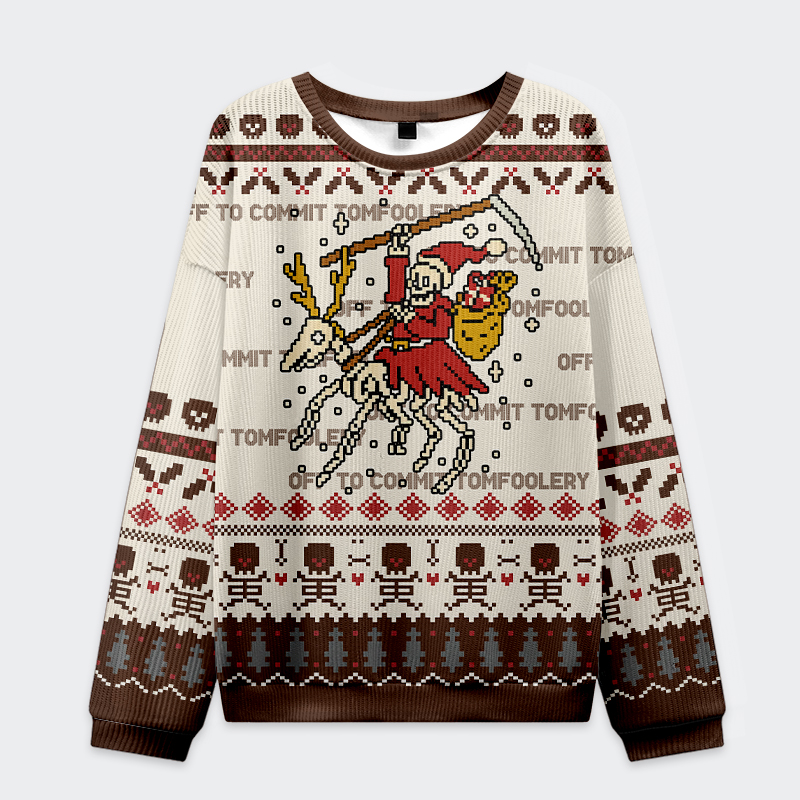 Tokyo-Tiger Pixel Deathmas Rider Christmas Ugly Sweatshirt