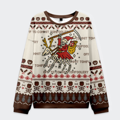 Tokyo-Tiger Pixel Deathmas Rider Christmas Ugly Sweatshirt