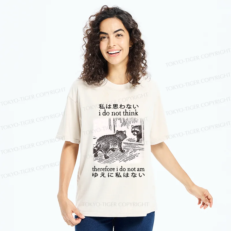 Tokyo-Tiger Raccoon Self-doubt Washed T-Shirt