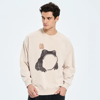 Tokyo-Tiger Matsumoto Hoji woodblock print frog Washed Sweatshirt