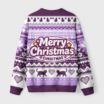 Tokyo-Tiger Home‑bound Black Cat Fuzzy Christmas Ugly Sweatshirt