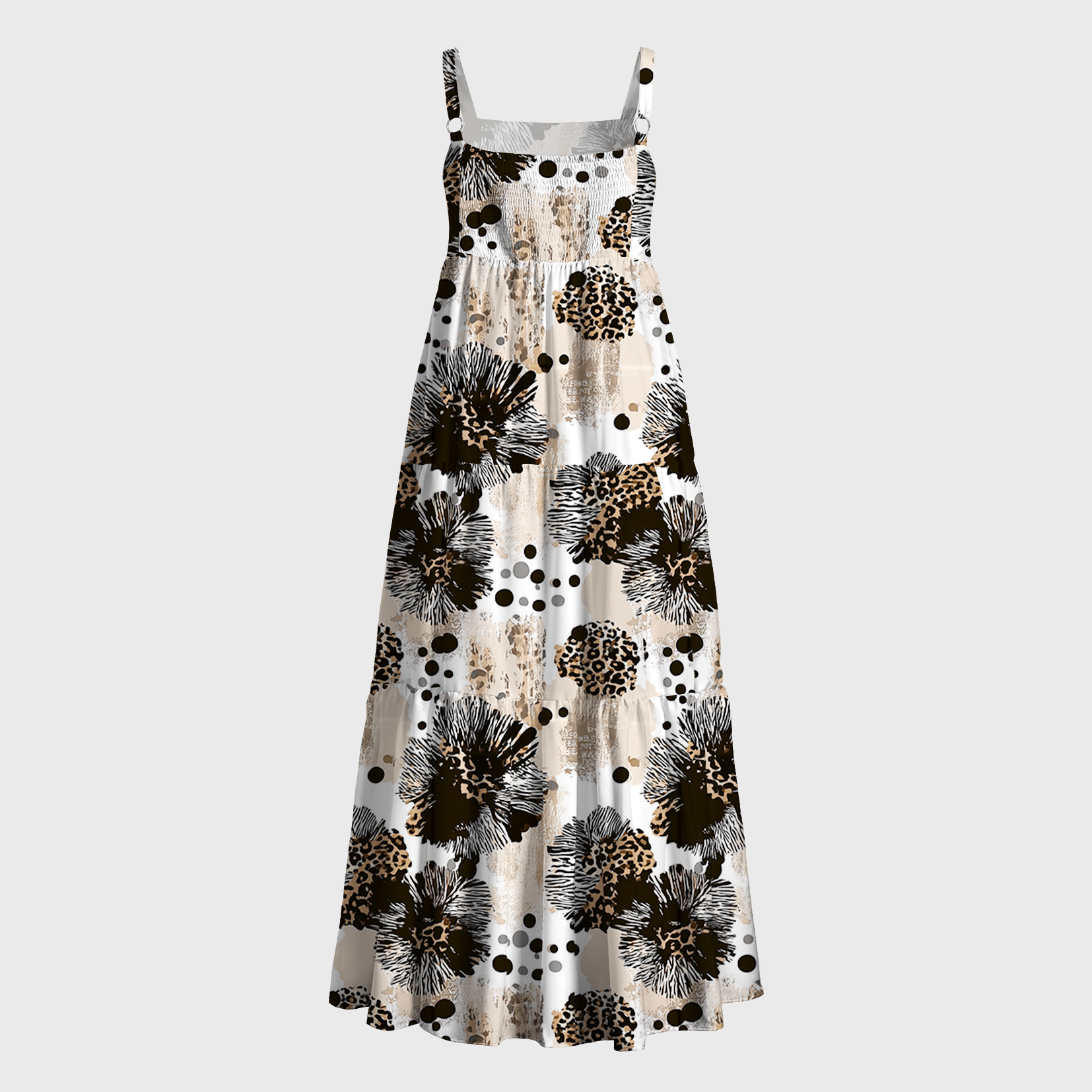 Tokyo-Tiger Wild Leopard Floral&Polka Dot Maxi Dress