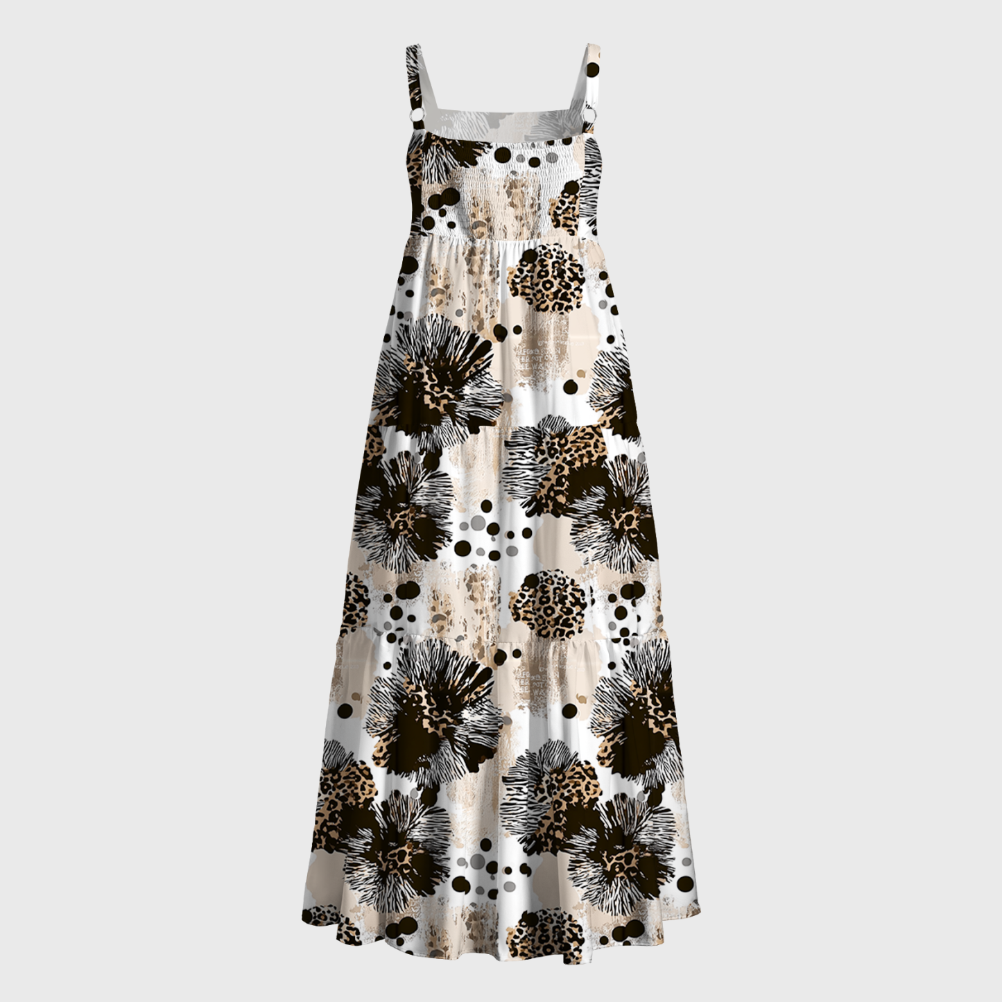 Tokyo-Tiger Wild Leopard Floral&Polka Dot Maxi Dress