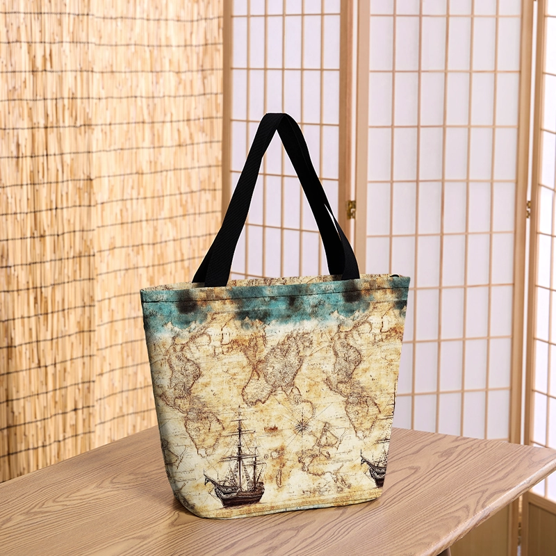 Tokyo-Tiger Nautical Chart Zipper Tote Bag
