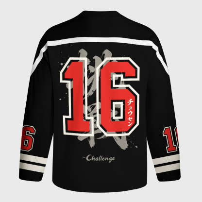 Tokyo-Tiger Ink Art Challenge Kanji Long-Sleeve Hockey Jersey