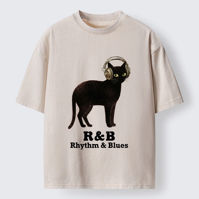 Tokyo‑Tiger Cat Headphone Groove Washed T-Shirt