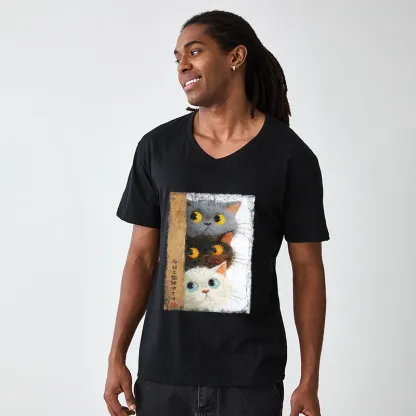 Tokyo-Tiger Three Cute Cats Watch You V-Neck Classic T-Shirt