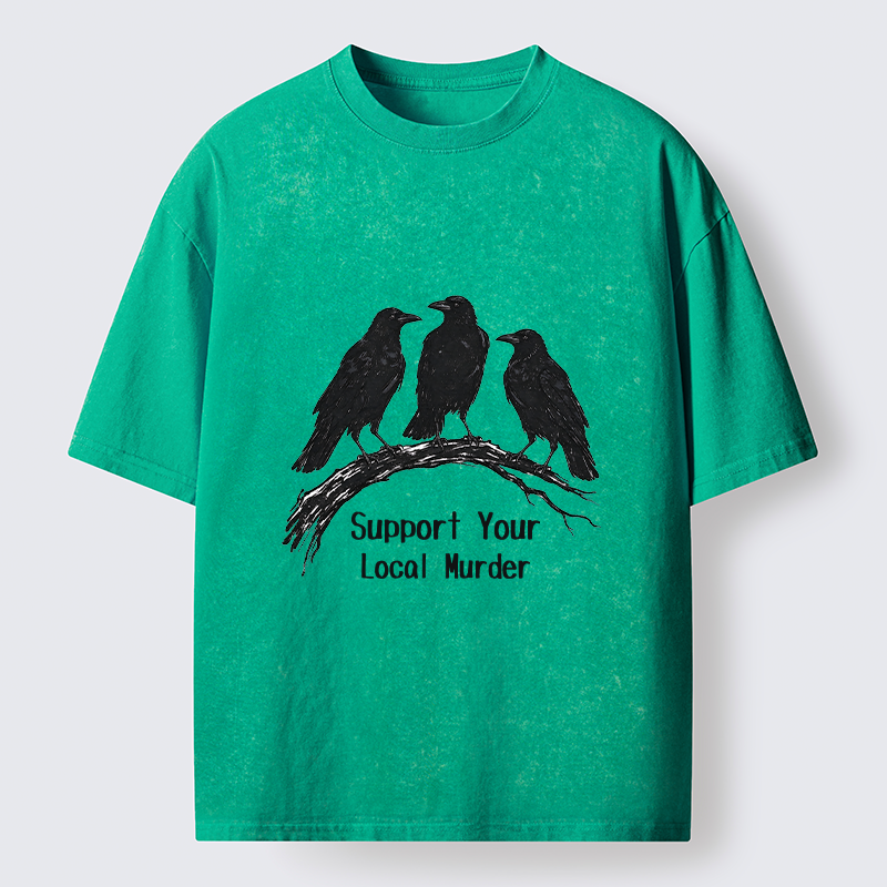 Tokyo-Tiger Crow Group Funny Meme Washed T-Shirt