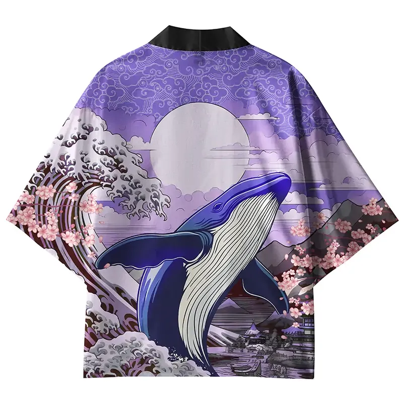 Tokyo-Tiger Whale Wave Kimono Cardigan