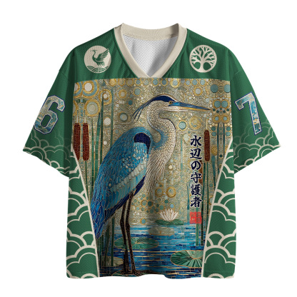 Tokyo-Tiger Japanese Pond Auspicious Bird Mesh Jersey
