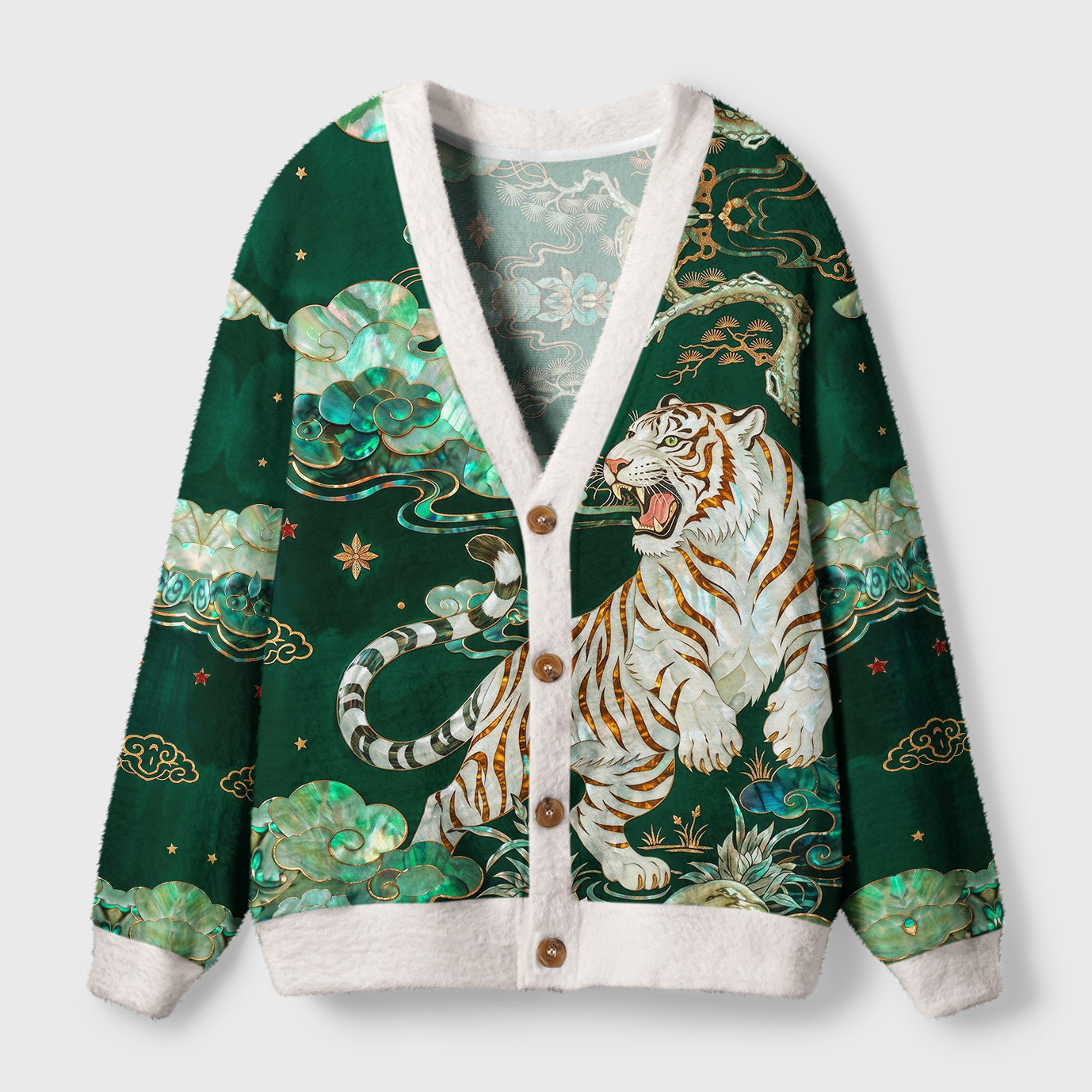 Tokyo-Tiger Mighty Tiger Rises Ugly Cardigan Sweater