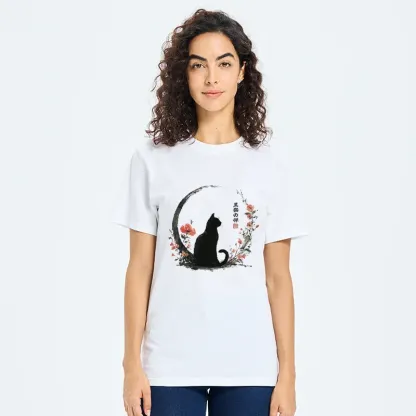Tokyo-Tiger Black Cat And Flowers Classic T-Shirt