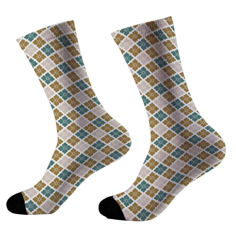 Tokyo-Tiger Rhombus Shaped Flowers Socks