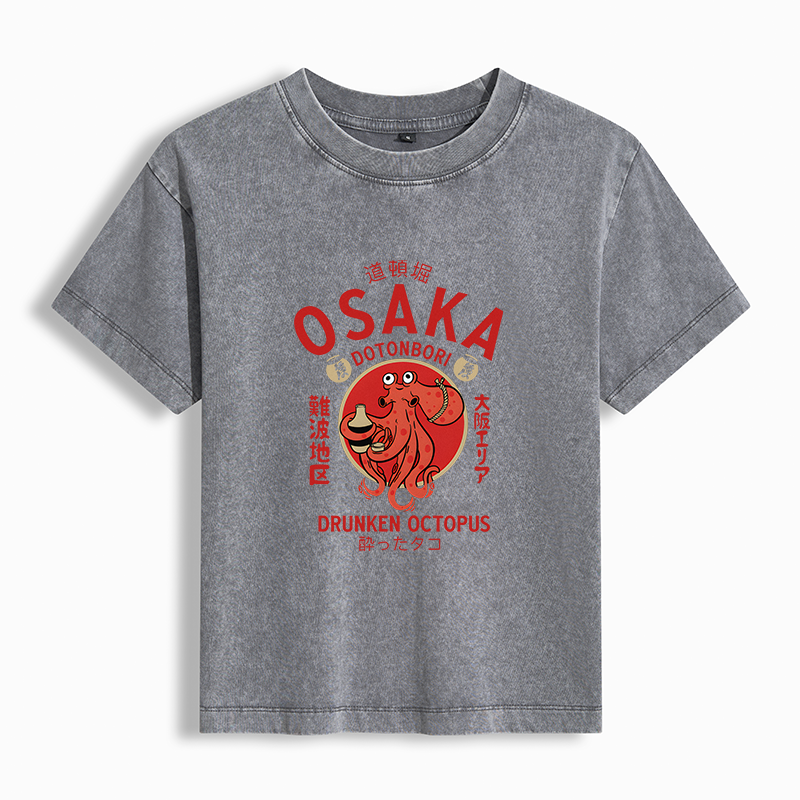 Tokyo-Tiger Drunken Octopus Japan Women's Washed T-shirt