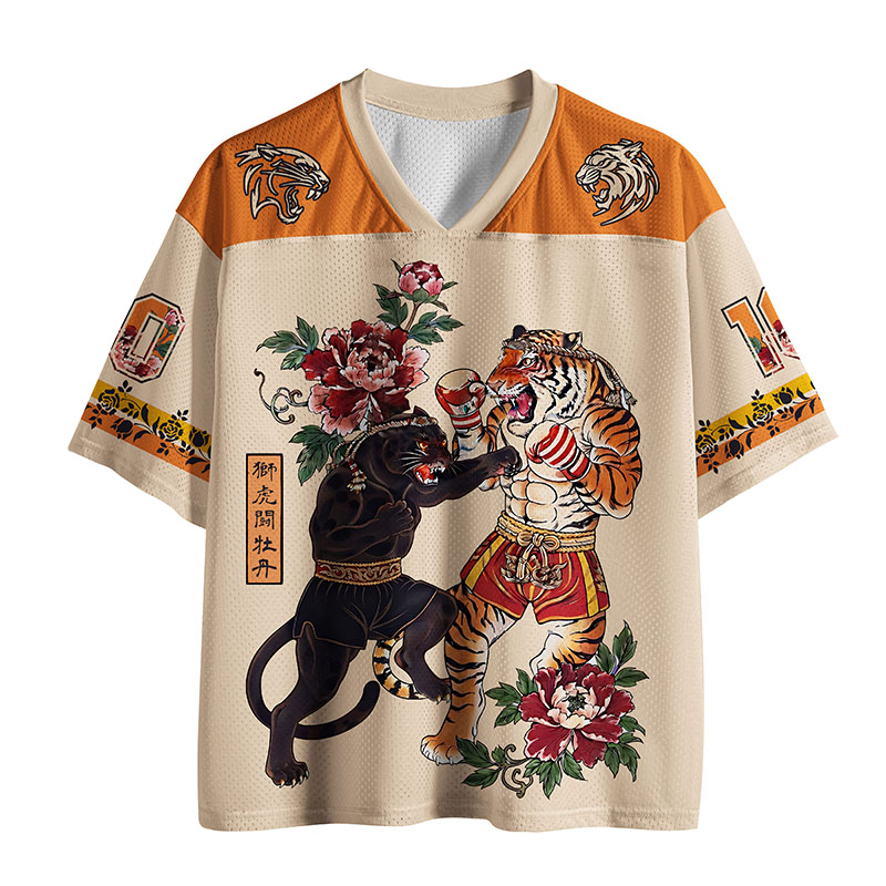 Tokyo-Tiger Muay Thai Battle Of Tiger And Black Panther Mesh Jersey
