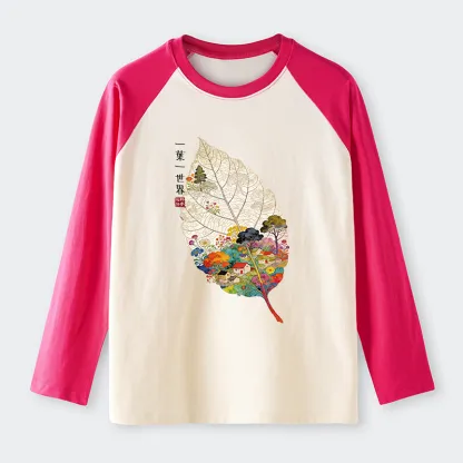 Tokyo-Tiger One Leaf Holds A Tiny Colorful World Raglan Long Sleeve T-shirt