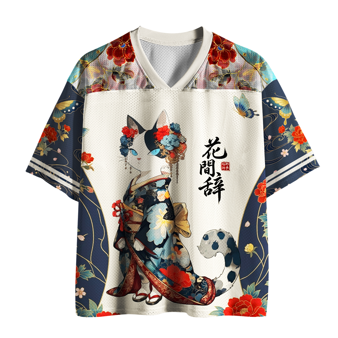 Tokyo-Tiger Peony Butterfly Kimono Cat Mesh Jersey