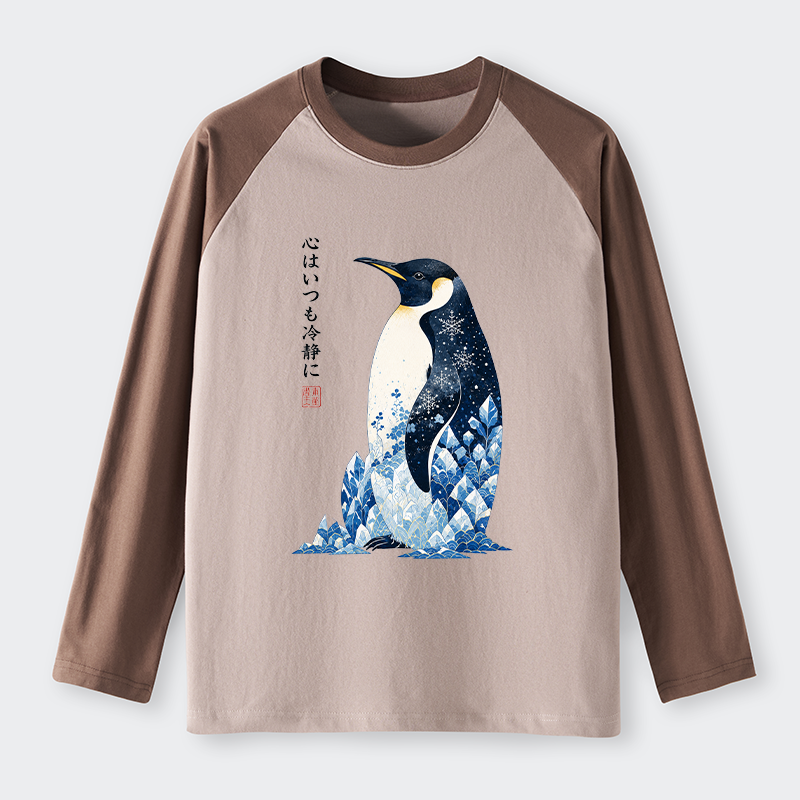 Tokyo-Tiger Keep Calm Penguin Raglan Long Sleeve T-shirt