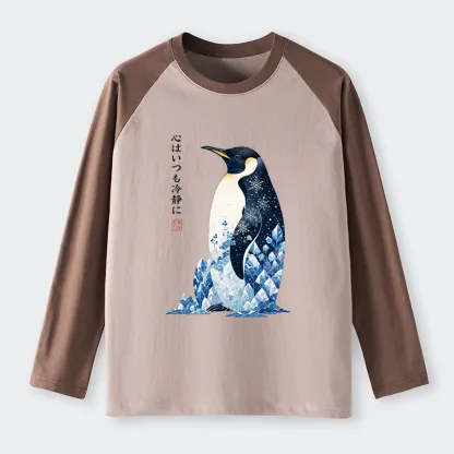 Tokyo-Tiger Keep Calm Penguin Raglan Long Sleeve T-shirt