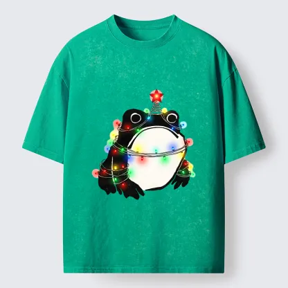 Tokyo-Tiger Christmas Lights Frog Washed T-Shirt