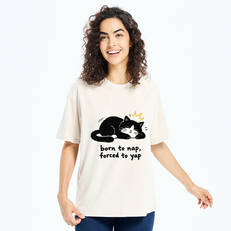 Tokyo-Tiger Cute Lazy Cat Funny Meme Washed T-Shirt