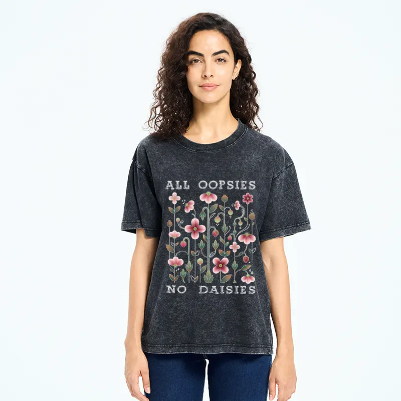 Tokyo-Tiger Funny Flower：All Oopsies No Daisies Washed T-Shirt