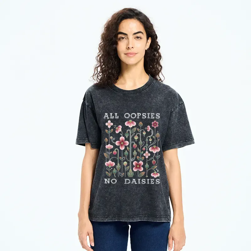 Tokyo-Tiger Funny Flower：All Oopsies No Daisies Washed T-Shirt