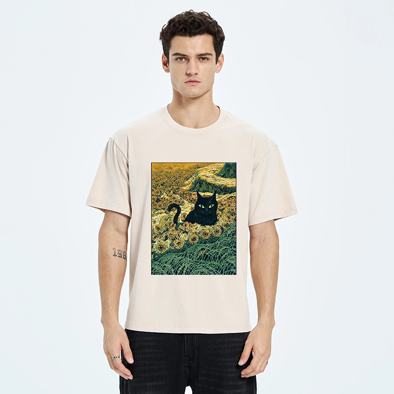 Tokyo‑Tiger Van Gogh Black Cat Washed T‑Shirt