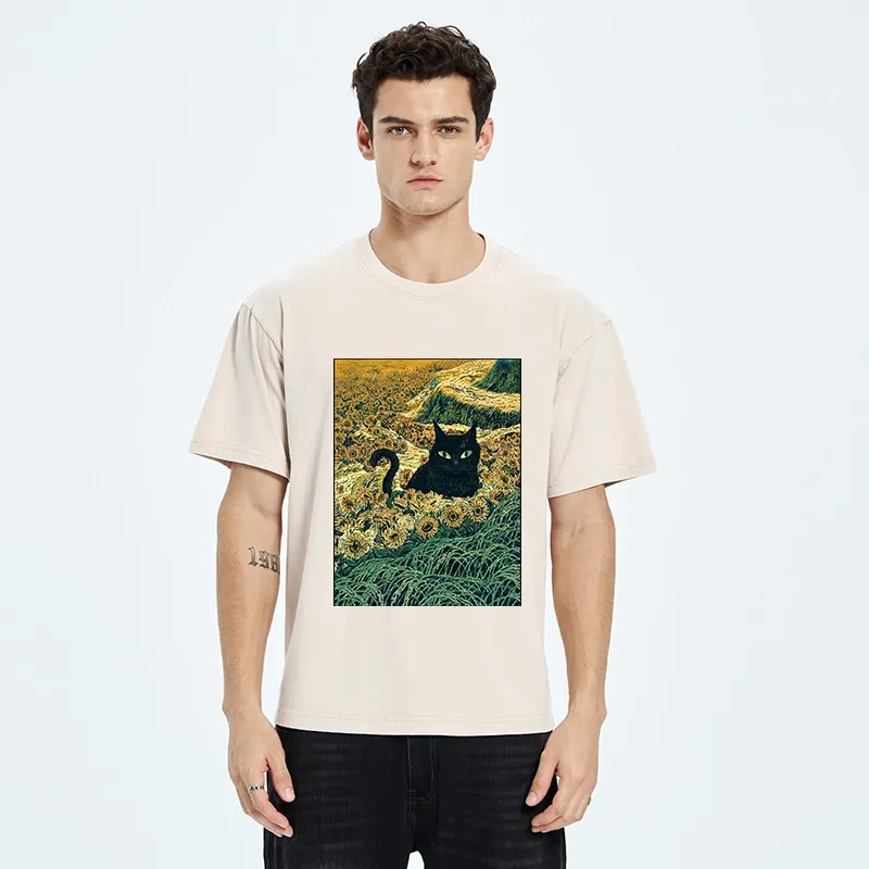Tokyo‑Tiger Van Gogh Black Cat Washed T‑Shirt