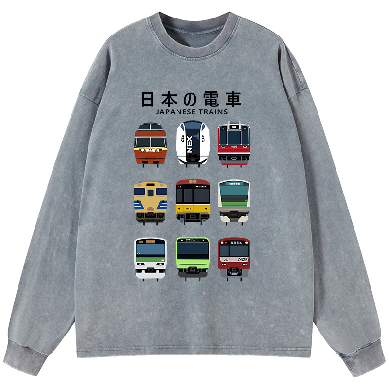 [Copy]Tokyo-Tiger Japanese Train Collection Washed Long Sleeve T-Shirt