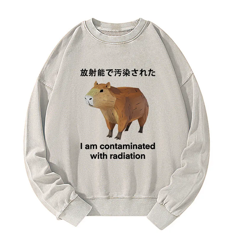 Tokyo-Tiger Capybara Contaminated By Radiation Washed Sweatshirt