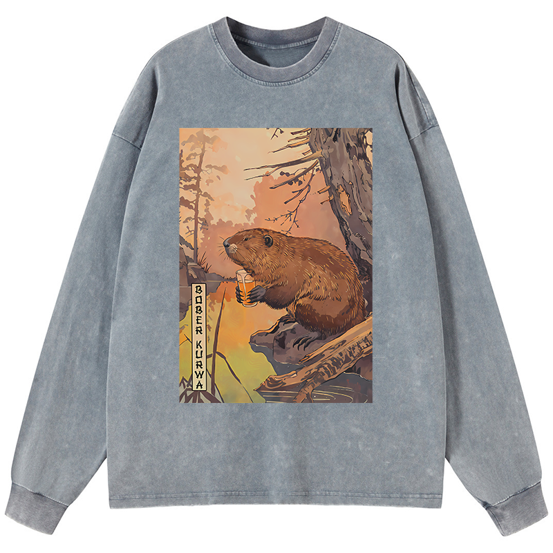 Tokyo-Tiger Beaver By The River Washed Long Sleeve T-Shirt