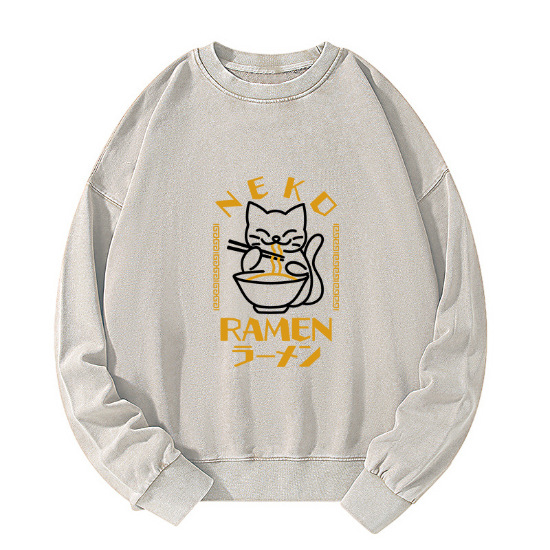 Tokyo-Tiger Cat Obsessed With RamenWashed Sweatshirt