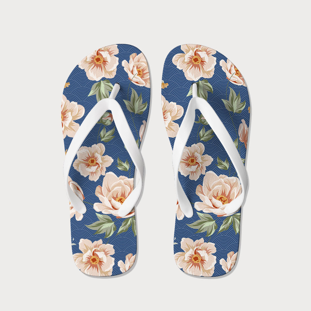Tokyo-Tiger Flowers In The Waves Flip Flops